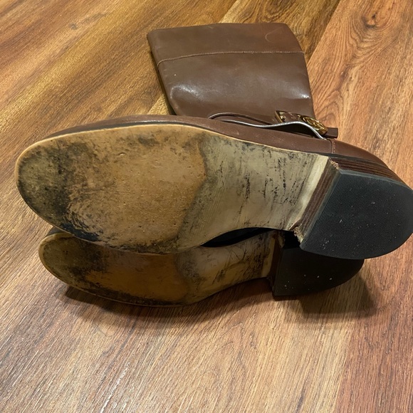 Michael Kors Boots Bryce Tall Riding Brown Leather Knee High Zip - Picture 5 of 14